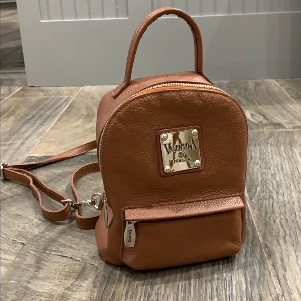 Valentina mini leather brown backpack purse